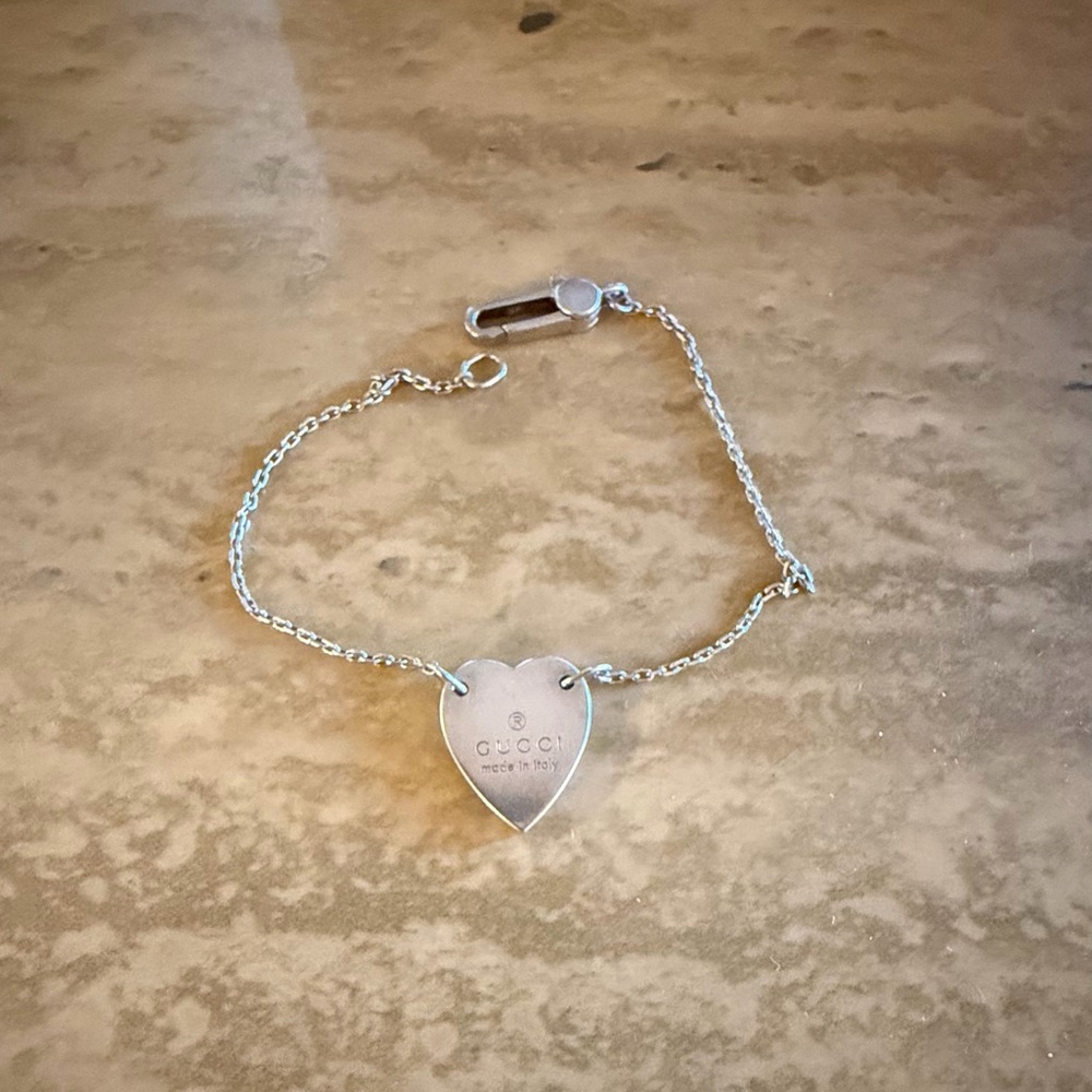 Gucci Silver Heart Charm Bracelet
